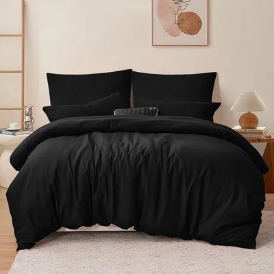 Produktbild von Famanu Bettwäsche 200 x 200 cm, 3-teilig, schwarz, mit Kissenbezügen und Reißverschluss