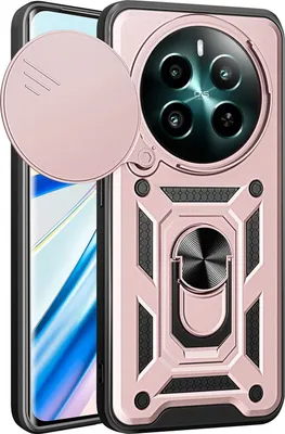 Produktbild von Hülle für Realme 12+ Magnetische Ring Ständer Halter Dia Kameraschutz TPU Bumper Silikon Schutzhülle Rosa