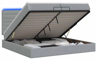 Productafbeelding van vidaXL Ottomanbed met matras en LED-verlichting, lichtgrijs, 200 x 200 cm, stof