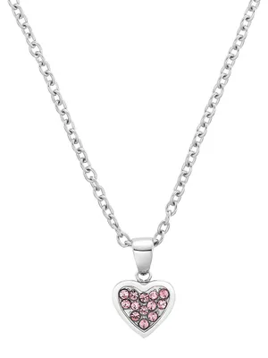 Produktbild von s.Oliver Mädchen Halskette Herz aus Edelstahl, Zirkonia, rosa