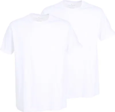 Produktbild von TOM TAILOR Herren T-Shirt, kurzarm, Baumwolle, Single Jersey, weiß, uni, 2er Pack Größe: S