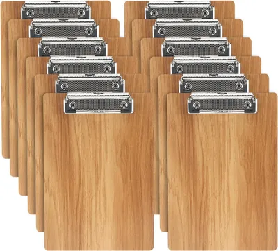 Image de Planche à pince en bois - clip profil plat - 12 pièces - format A5 - panneau dur
