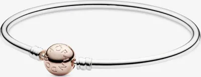 Image de Bracelet Pandora Moments pour femmes, en argent et or rose, référence 580713, taille 17