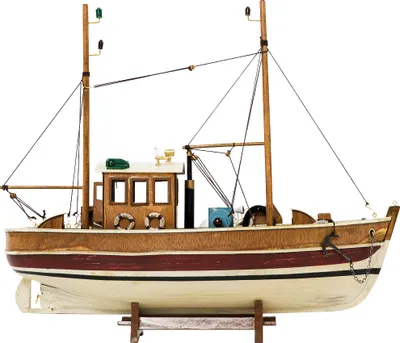 Produktbild von Kutter Fischerboot Fischkutter Holzschiff Schiff Schiffsmodell 45cm kein Bausatz