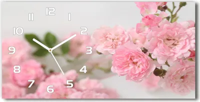 Produktbild von Wanduhr aus Glas – 60x30 cm - Glasbild - Glasuhr - Gehärtetes Glas - weisse-zeiger - wilde Rosen