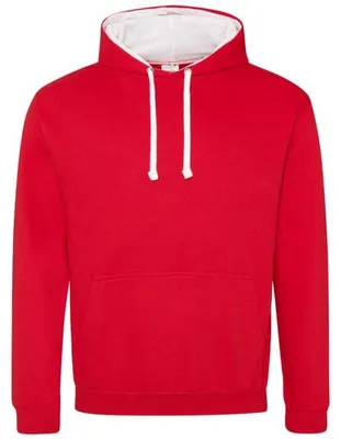 Produktbild von Awdis - "Varsity" Kapuzenpullover für Herren/Damen Uni LT2871 (XXL) (Feuerrot/Arktisch Weiß)