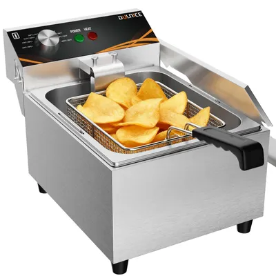 Elektrische Friteuse 10 l, 3000 W, Edelstahl, Temperaturregelung