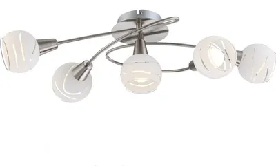 Produktbild von 5flammige Deckenleuchte E14 LED, Glasschirme satiniert, Deckenlampe klassisch