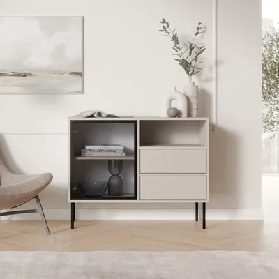 Immagine prodotto di Caravino - Credenza, 100x40x80h cm Beige, 2 Cassetti