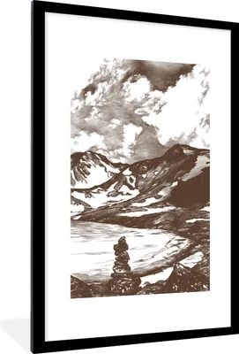 Produktbild von MuchoWow® MuchoWow® Gerahmtes Poster Berg - Meer - Himmel 60x90 cm - Poster mit zchwarzem Bilderrahmen - Dekoration - Wandposter Wohnzimmer - Hochwertig