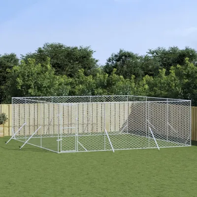 Produktbild von The Living Store Outdoor-Hundezwinger Silbern 6x6x2 m Verzinkter Stahl