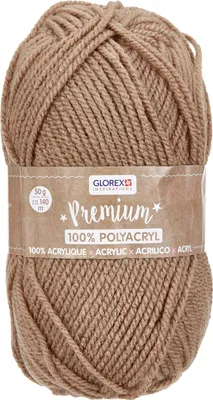 Obrázek produktu pro Glorex 5 1001 12 - Prémiová vlna ze 100 %.Polyakrylu, snadno se s ní pracuje, je všestranná, hřejivá, měkká, neškrábe, 50 g, cca 140 m, hnědá