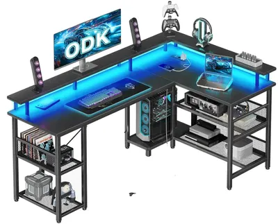 Obrázek produktu pro Herní stůl, otočný design, integrované napájení, černý