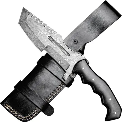 Produktbild von Damast Outdoor-Messer LP-38745 - Handgefertigt in Schwarz KP38745