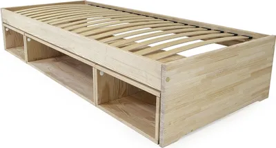 Produktbild von Bett mit Stauraum Maël 90x200 - Roh (ohne Lack)