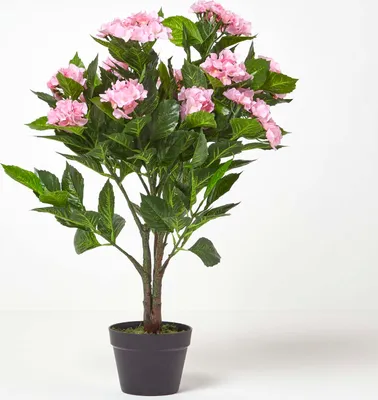 Produktbild von HOMESCAPES Kunstpflanze Pink 'Hortensie' im Topf, 85 cm