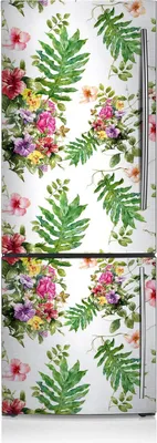 Produktbild von Kühlschrankmagne Kühlschrank Magnetfolie Dekoration 60x205 cm - Blätter und Blumen