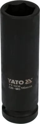Obrázek produktu pro Yato YT-1036, Rázová hlavice, Černá, 1/2", Metrický, 16 mm, Chrom molybden