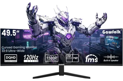 Produktbild von Ultraweit-Monitor mit gebogener Bildfläche - 49 Zoll, 5120x1440 DQHD-Auflösung - 120 Hz Bildwiederholfrequenz