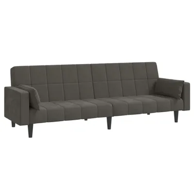 Produktbild von vidaXL Schlafsofa 2-Sitzer mit 2 Kissen Dunkelgrau Samt