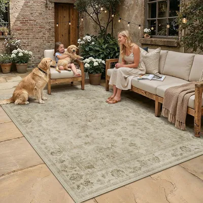 Outdoor Tapijt 120x170 cm Beige, wasbaar, Jute-Look