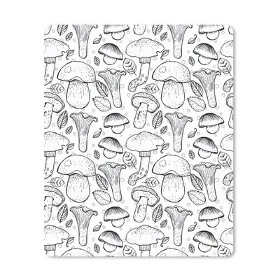 Produktbild von MuchoWow® Mauspad Mousepad Pilz - Schwarz und weiß - Muster 19x23 cm - Mousepads - Maus Mat - Pad - Mausunterlage - Mauspads - Spielen