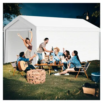 Produktbild von Pavillon Carport für Autos 3x6 m, Garagenzelt, UV-beständig & sonnensicher mit Türen, Lagerzelt, Weidezelt, Autounterstand für SUV, Boot, LKW, Outdoor-Events, Weiß