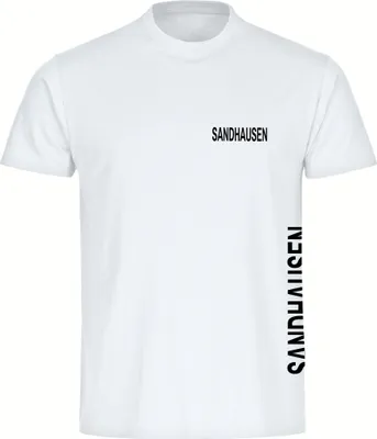 Produktbild von multifanshop Herren T-Shirt - Sandhausen - Brust & Seite, weiß, Größe S