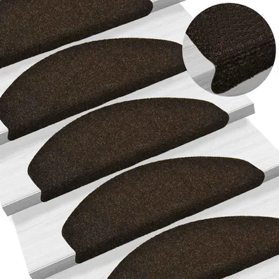 Zdjęcie produktu dla vidaXL Maty pod stopnie samoprzylepne 30 szt. 65x21x4 cm ciemnobrązowe półokrągłe duże