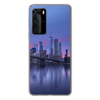 Produktbild von MuchoWow® Handyhülle Schutzhülle Hülle für Huawei P40 Pro New York - Wasser - Brücke Silikon Softcase Handy Hülle - Schutz