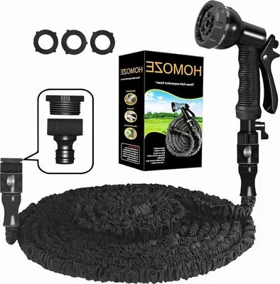 Produktbild von Famanu Gartenschlauch Flexibel 30 m mit 8 Bewässerungsmodi - Schwarz