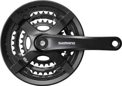 Zdjęcie produktu dla Shimano Tourney FC-TY501 48x38x28z 170 mm 4 krawędzie osłona czarna (8s) EFCTY501C888CLB