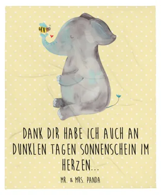 Produktbild von Mr. & Mrs. Panda Bettdecke Elefant Biene - Gelb Pastell - Geschenk, Decke, Lustige Sprüche, Sofaüberwurf, Flauschige, Heiratsantrag, Liebesspruch, Liebe, Couchdecke
