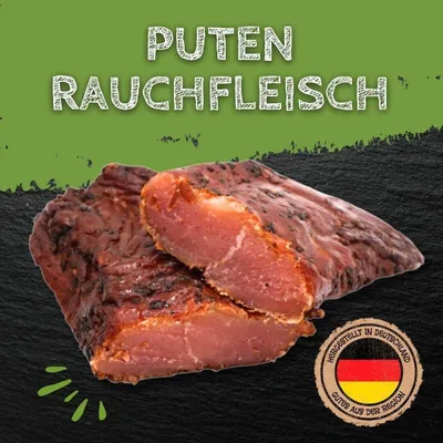 Produktbild von Gerauchtes Putenfleisch Putenschinken Putenrauchfleisch 230g Stück vakuumiert
