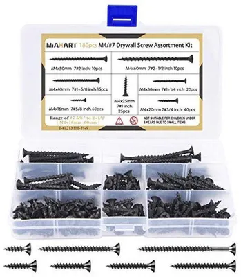 Produktbild von Famanu Holzschrauben M4 Sortiment schwarz - 180 Stück