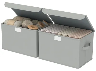 Productafbeelding van Solidchoice - Set van 2 Vouwbare Opbergdozen met Deksel