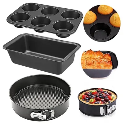 Backset 3-teilig, rund, Kastenform, Muffinblech, antihaftbeschichtet