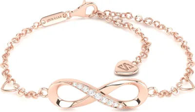Obrázok produktu pre SERASAR | Strieborný Náramok [Infinity] z Rose Gold | Farba: Ružové zlato | Dĺžka: 23cm