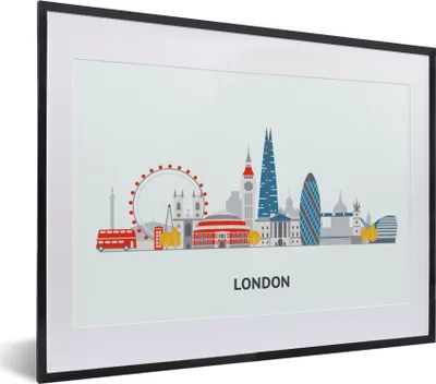 Produktbild von MuchoWow® MuchoWow® Gerahmtes Poster London - England - Skyline 40x30 cm - Poster mit zchwarzem Bilderrahmen - Bilderrahmen - Poster im Rahmen