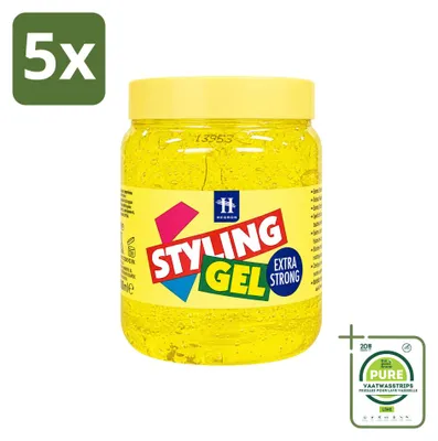 Image de 5 flacons de gel coiffant Hegron, fixation extra forte, 500 ml chacun - Pack économique de 5 pièces