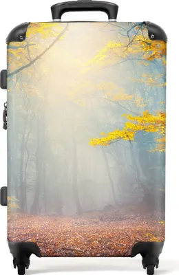 Produktbild von NoBoringSuitcases.com® Großer Koffer - Wald - Herbst - Nebel - Bäume - Natur - Kombinationsschloss TSA - Hartschalen Trolley 4 Rollen - 72 liter - Reisekoffer - 66 cmKoffer Mittelgroß 67x43x25 cm, 72L,