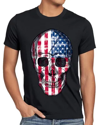 Produktbild von style3 USA Vintage Skull T-Shirt Herren US flagge totenkopf