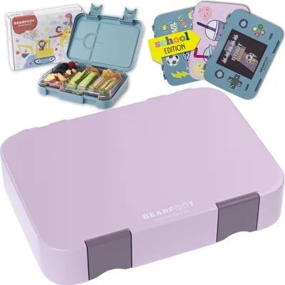 Produktbild von Brotdose Kinder mit Fächern, BPA frei, Lunchbox, Bento box, Brotbox, Brotdose Mädchen & Jungen, Snackbox mit Trennfächern, Vesperbox - Lila