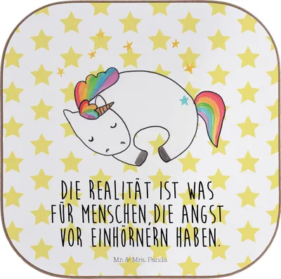 Produktbild von Mr. & Mrs. Panda Untersetzer für Gläser Einhorn Nacht - Weiß - Geschenk, Menschen, Unicorn, Einhörner, gläseruntersetzer, Tischschoner, Tischuntersetzer, Coaster, Traum
