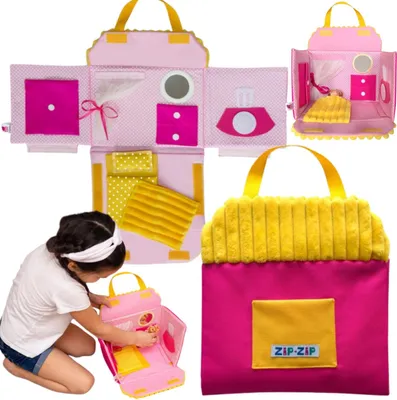 Immagine prodotto di Casetta per bambole gialla da viaggio con accessori