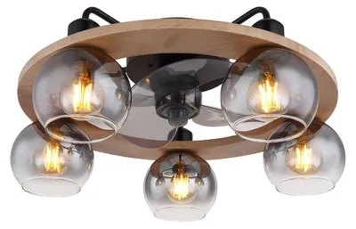 Produktbild von Deckenventilator, Holz, Fernbedienung, Rauchglas, D 55 cm