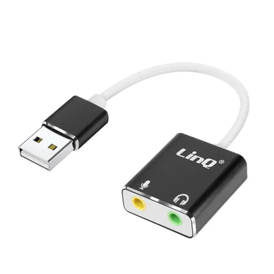 Immagine prodotto di LinQ, doppio microfono con jack da 3,5 mm e adattatore per cuffie, bianco/nero