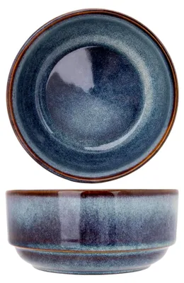 Produktbild von 4 Schalen aus Steingut in Jade und Indigo, D15 x H7 cm