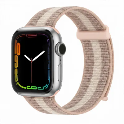 Produktbild von Smartwatch Armband für Apple Watch Series 3 42mm Nylon Textil Band Ersatzband Wechselband Klettverschluss flexibel atmungsaktiv Rosa