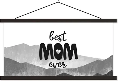 Produktbild von MuchoWow® Textilposter Sprüche - Zitate Beste Mutter aller Zeiten - Muttertag - Geschenk für die Mutter - schwarz-weiß 120x60 cm mit schwarzem Rahmen - Dekoration Schlafzimmer